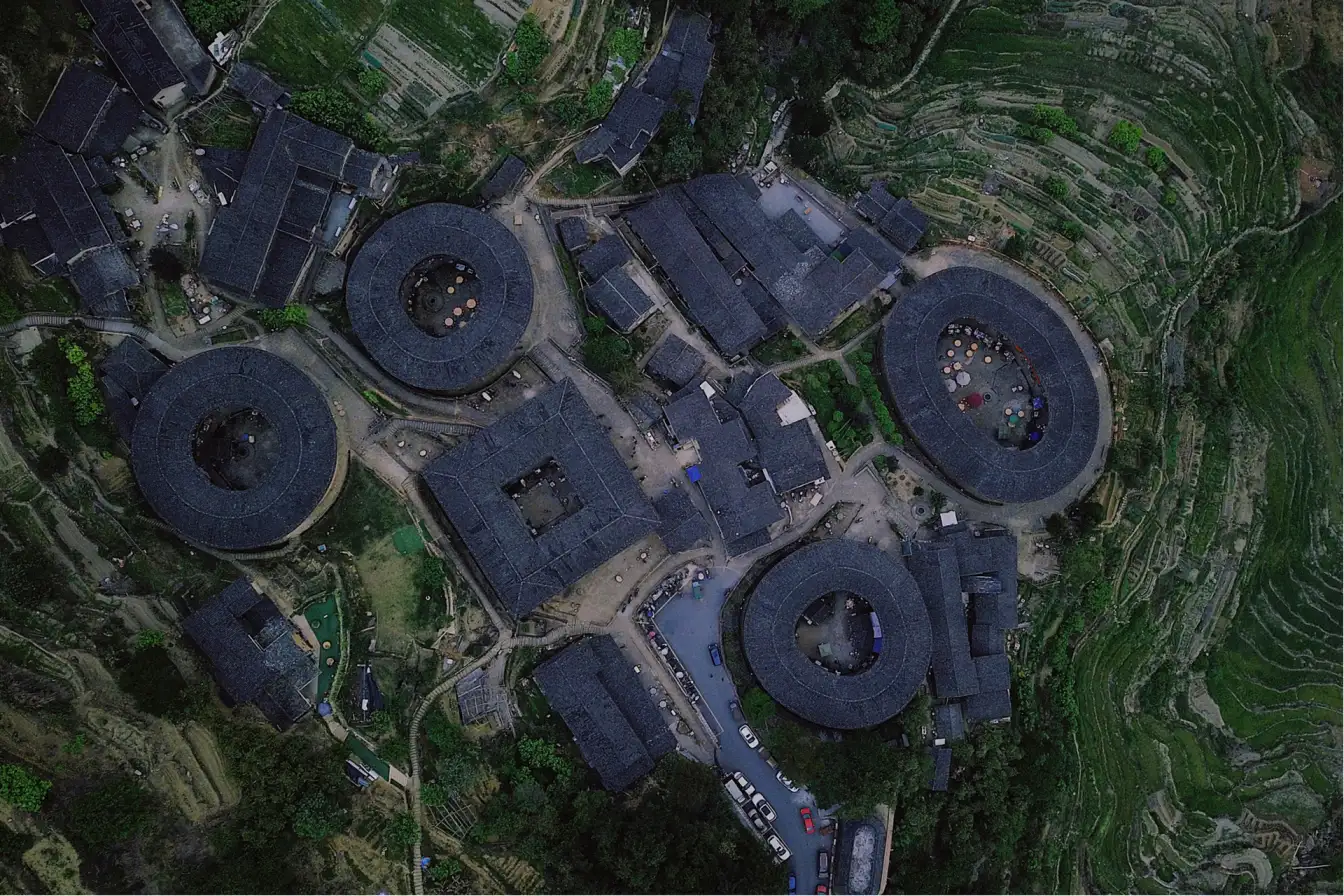 Ancient earthen buildings, Chinese architecture, cultural heritage, historic sites, traditional villages, scenic landscapes