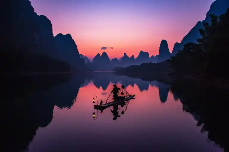 Li River Scenic Area, twilight beauty, sunset landscapes