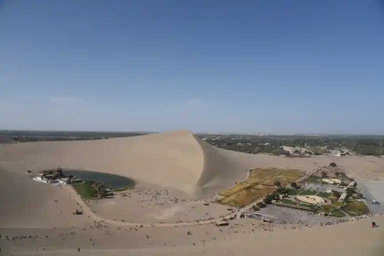 Crescent Lake aerial, unique shape, desert sands