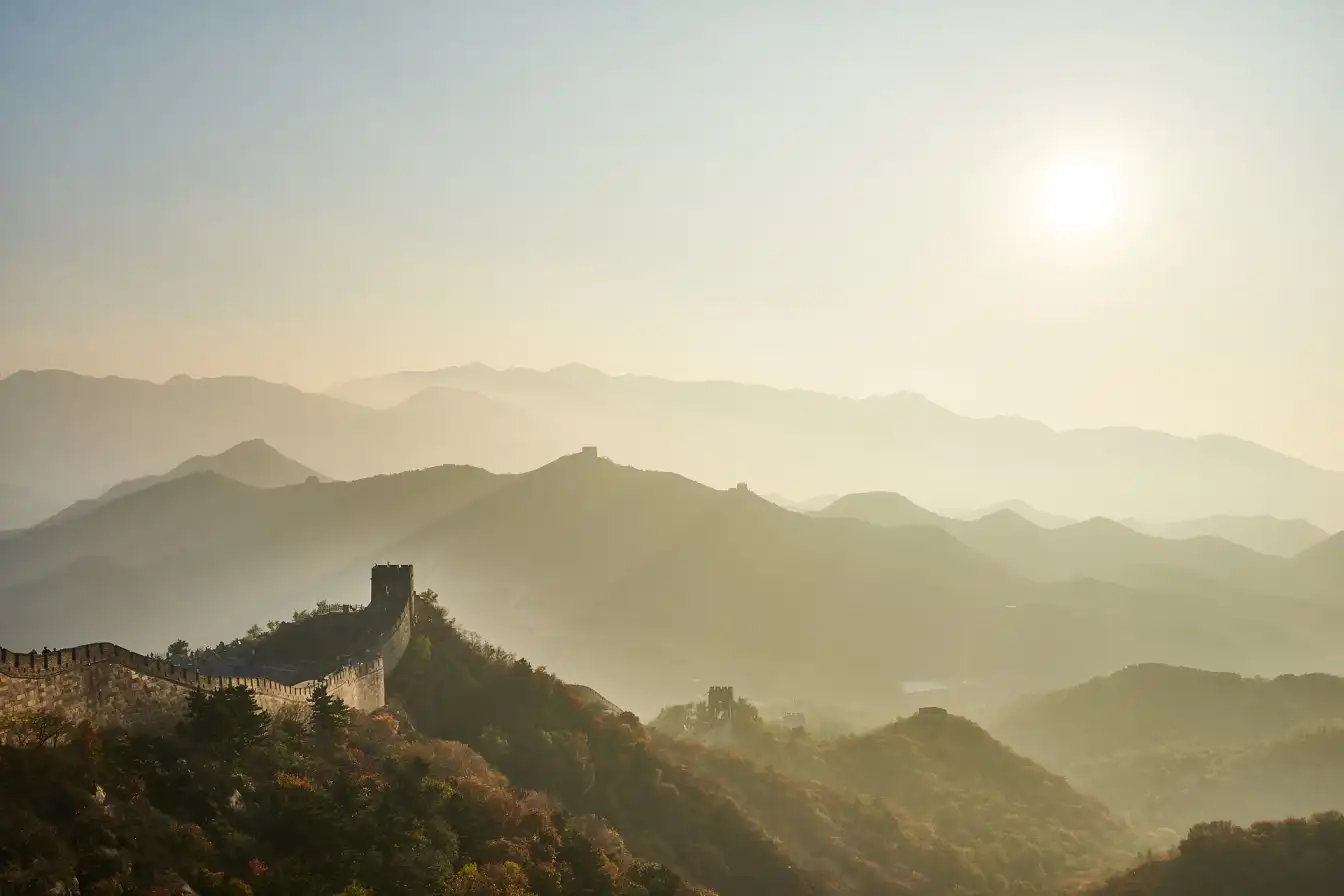 sunlit Great Wall, China glory, ancient stones