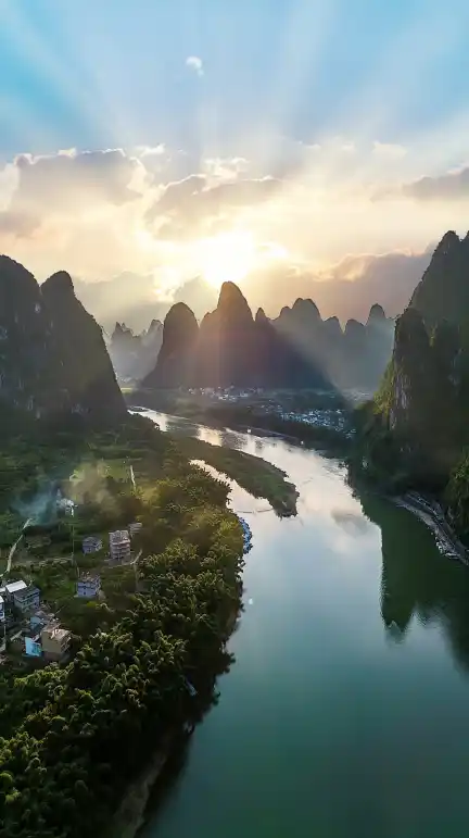 Li River, sunset, China sightseeing