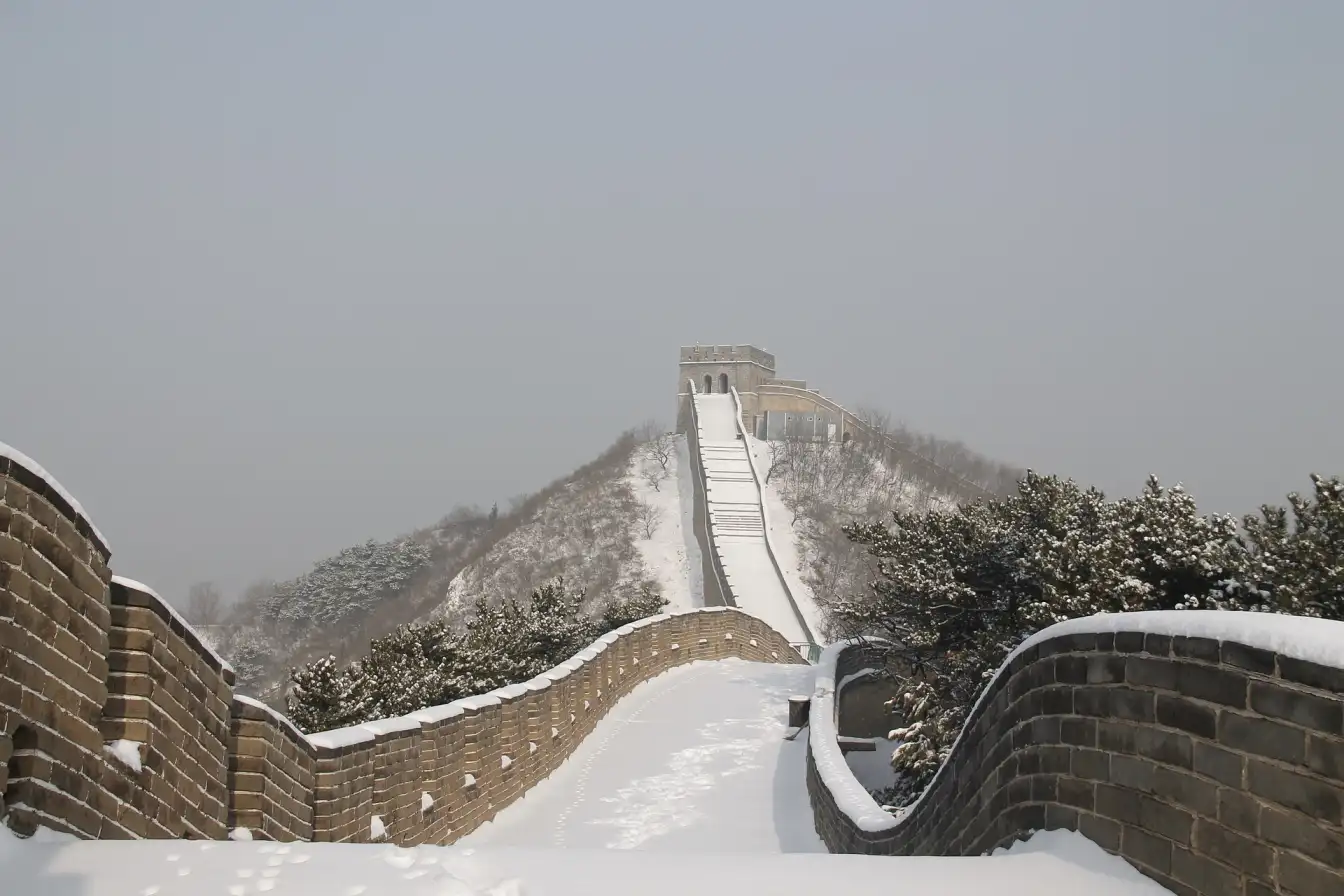 snow-capped Great Wall, China grandeur, winter beauty