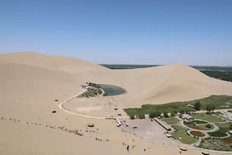 Crescent Lake aerial, desert landscape, bird is eye view