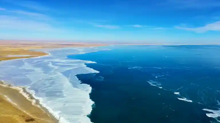 Qinghai Lake winter, frozen lake, China winter trave
