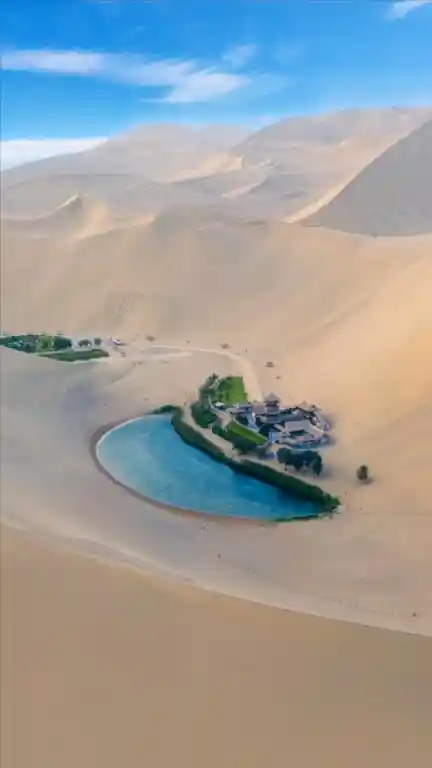 restoration, Crescent Lake, Mingsha Mountain