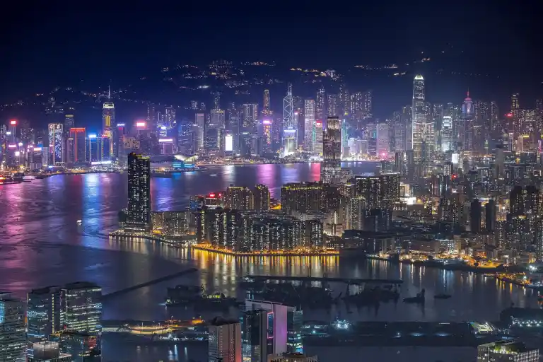 Hong Kong sights, Victoria Harbour lights, night scenes